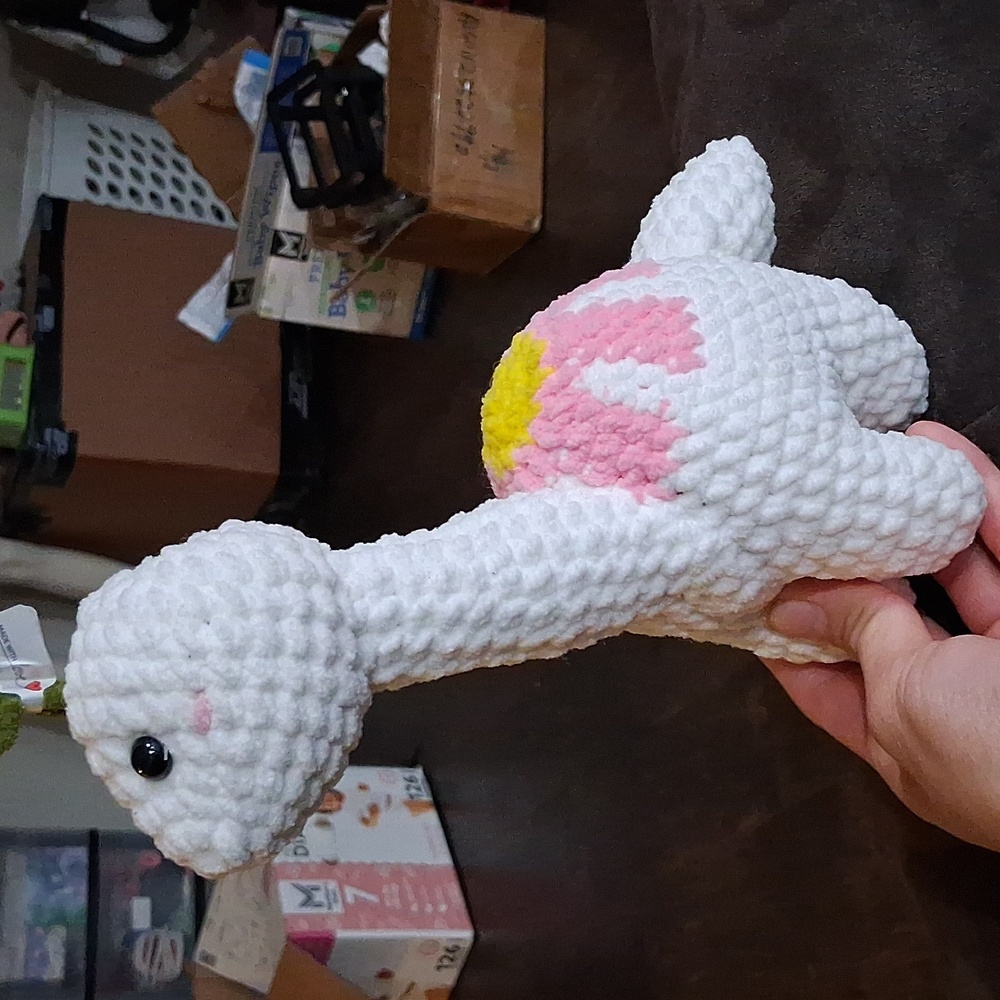White and Pink Dinosaur Plush Toy